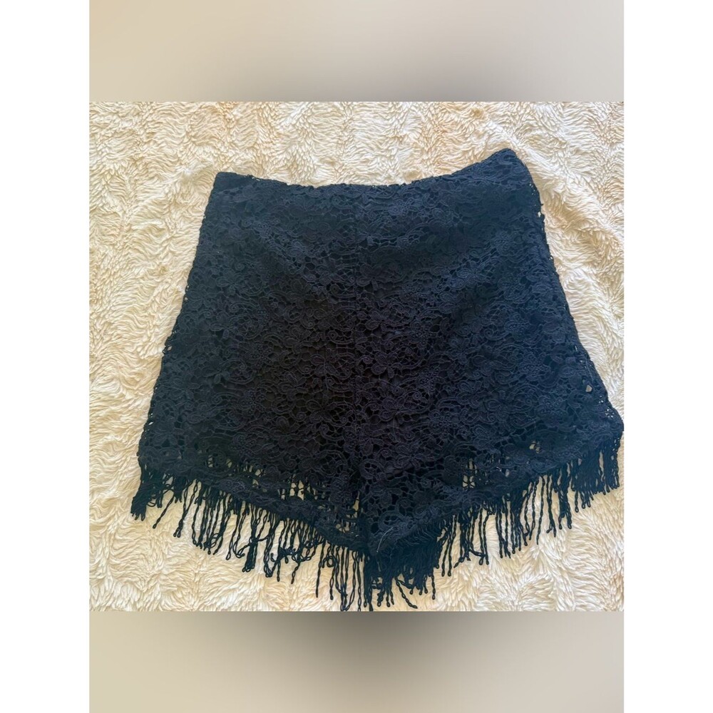 Black Lace Fringe Women's Shorts Small--Festival NWT